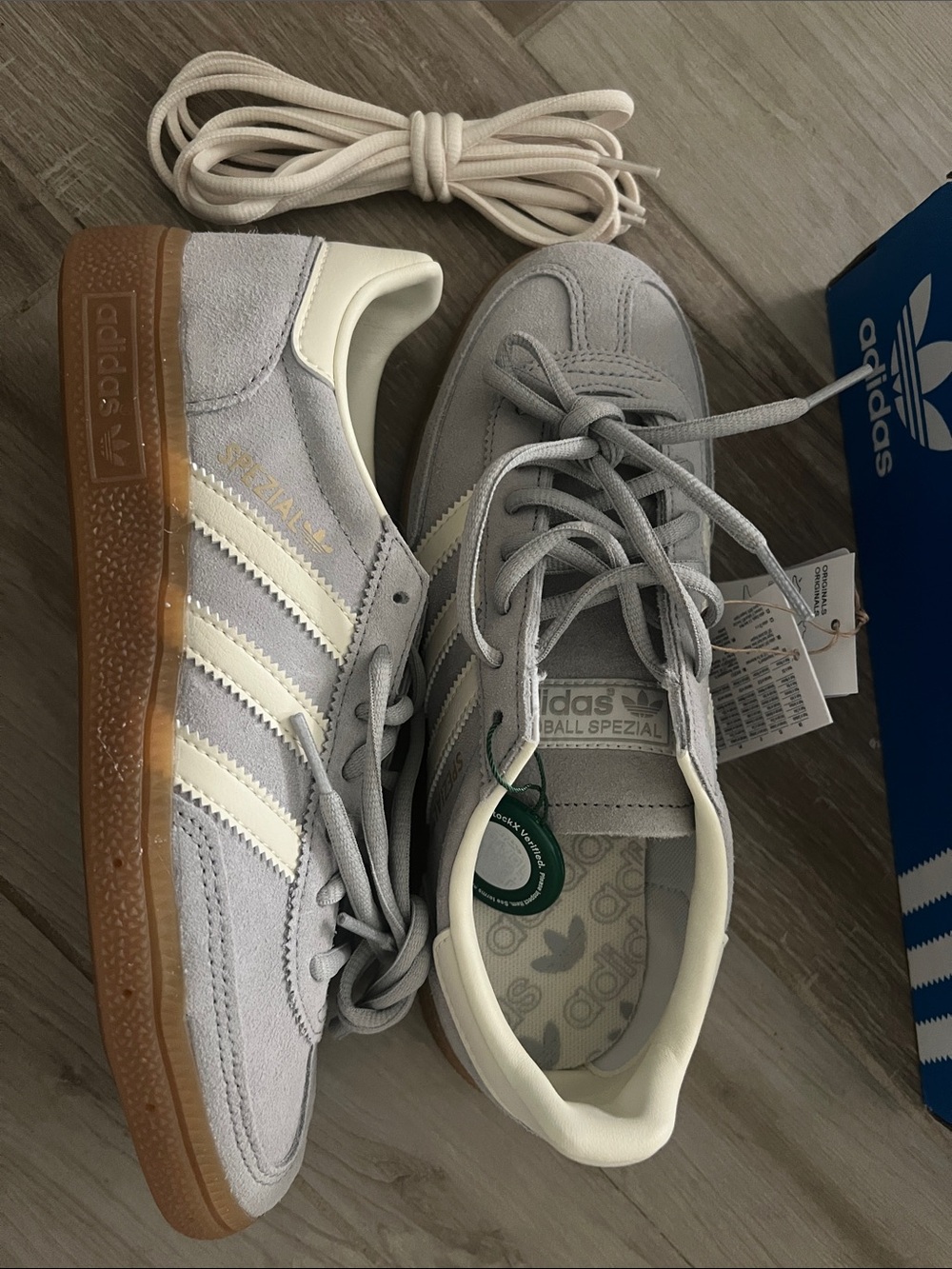adidas spezial Sneakers in Light Gray and Cream with Gum Sole 5.5m/6.5w